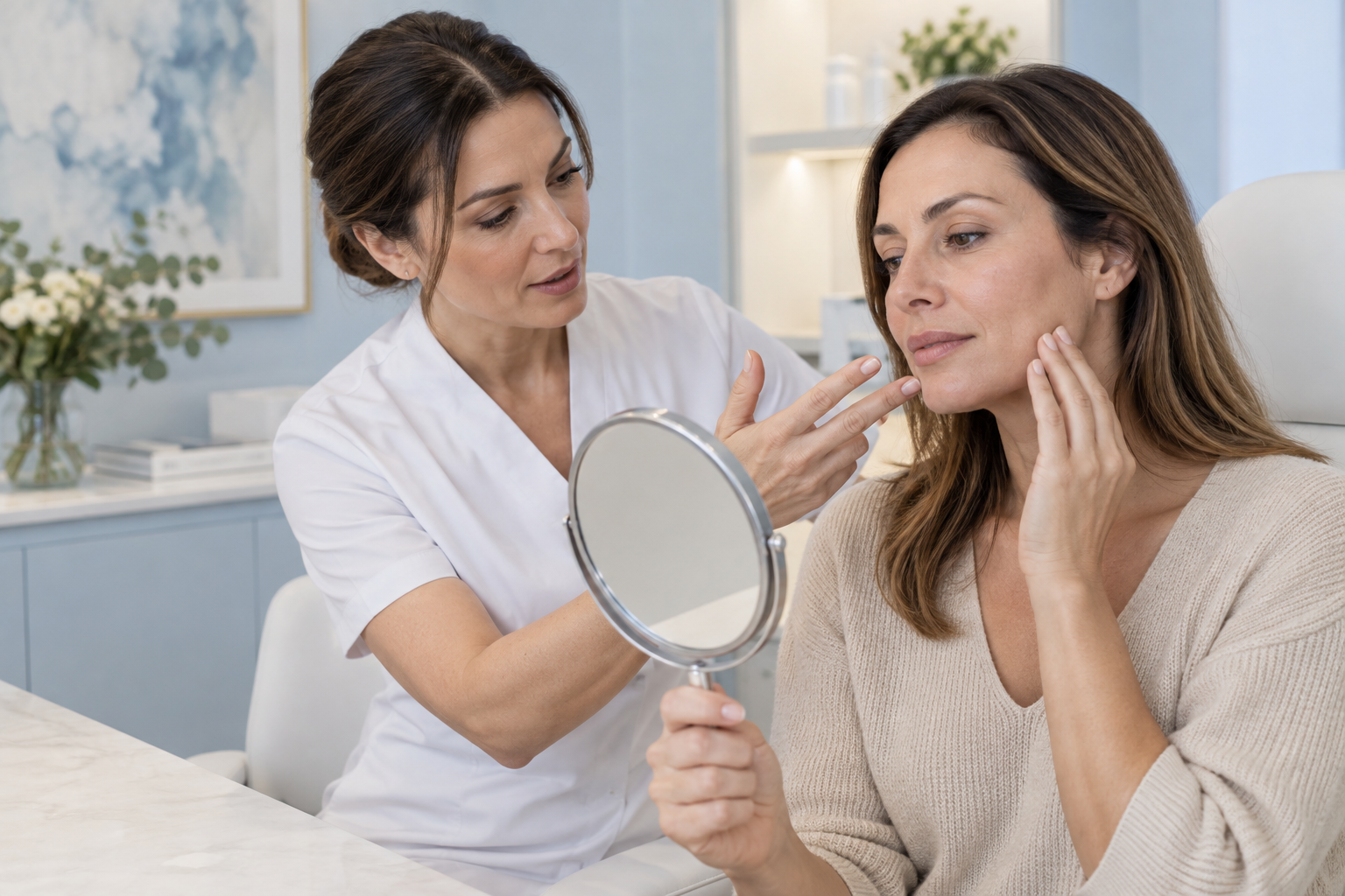 Valoración profesional de la piel antes de una limpieza facial