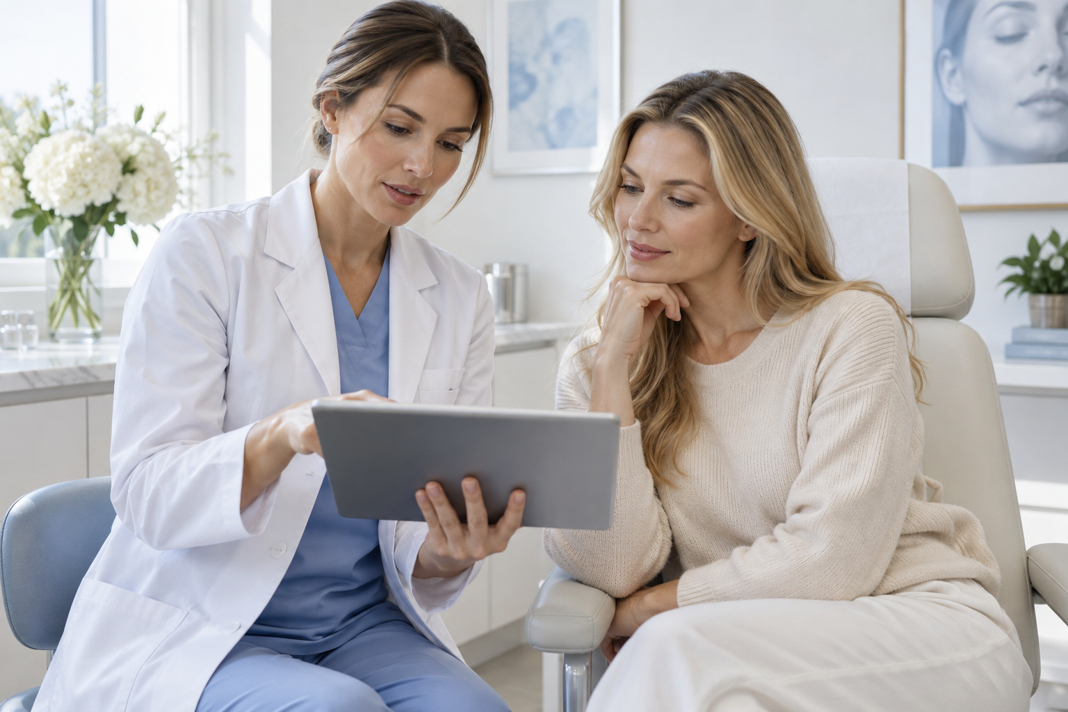 Consulta profesional para planificar un tratamiento facial con PRP