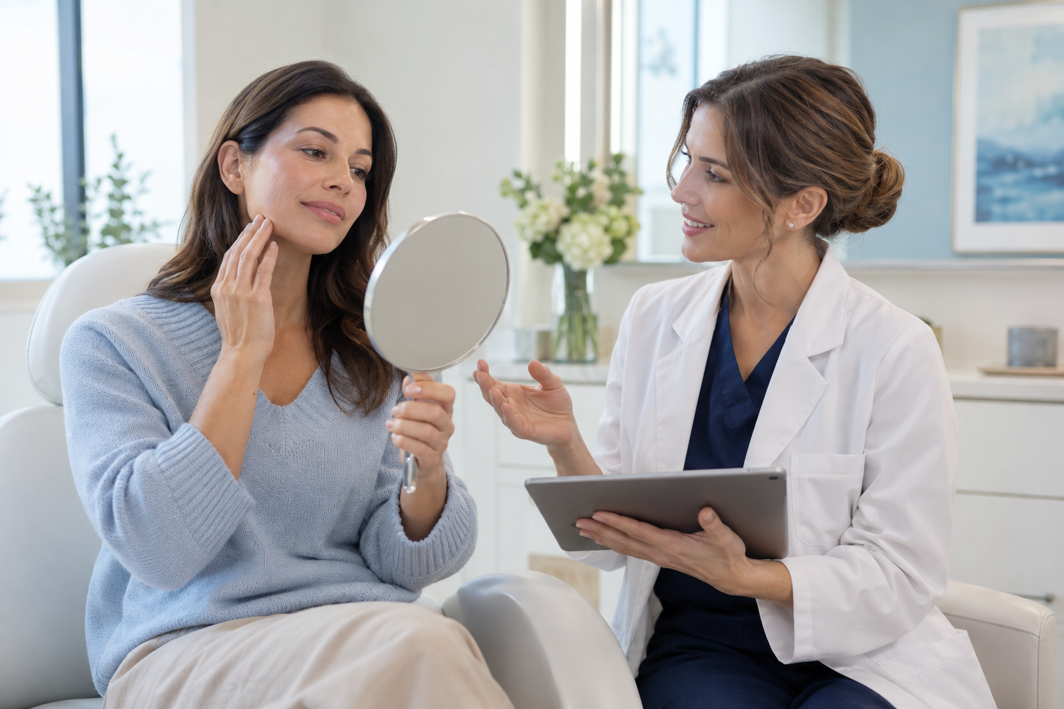 Valoración facial previa a un tratamiento con tecnología estética
